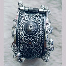 Khushboo Jewellery Antique Silver Finish Oxidised Kada with Openable Lock Elegant Ethnic Jewelry