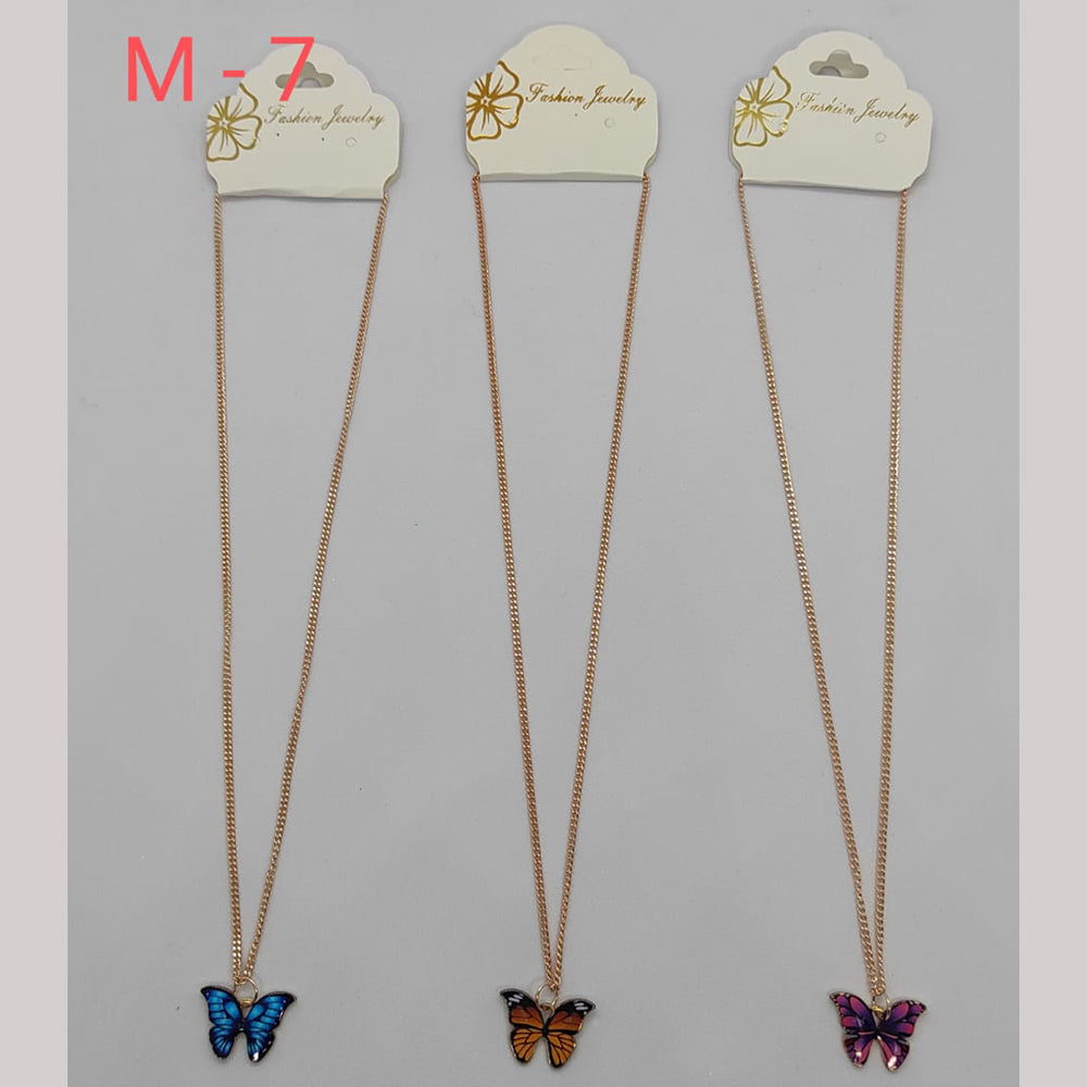 Galaxy Art Jewellery Gold Plated Butterfly Pendant (Assorted Color)