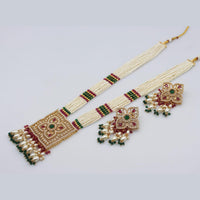 Rani Sati Jewels Crystal And Pearl Long Necklace Set