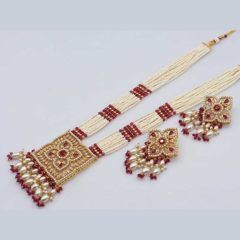 Rani Sati Jewels Crystal And Pearl Long Necklace Set