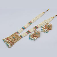 Rani Sati Jewels Crystal And Pearl Long Necklace Set