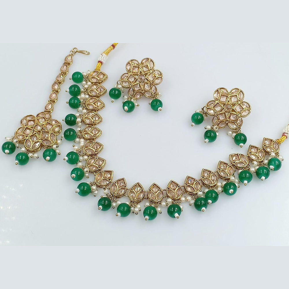 Rani Sati Jewels Gold Plated Crystal Stone Necklace Set