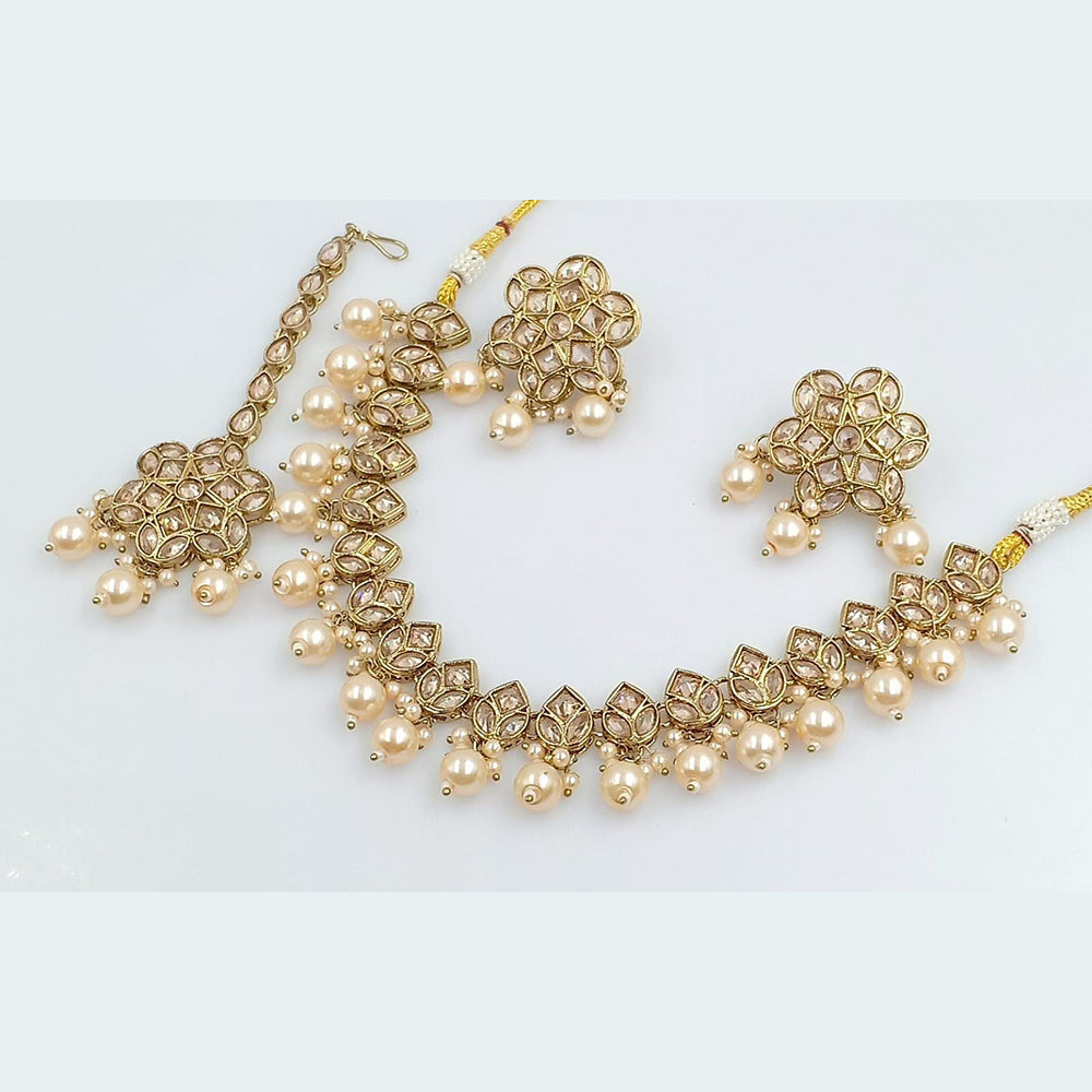 Rani Sati Jewels Gold Plated Crystal Stone Necklace Set