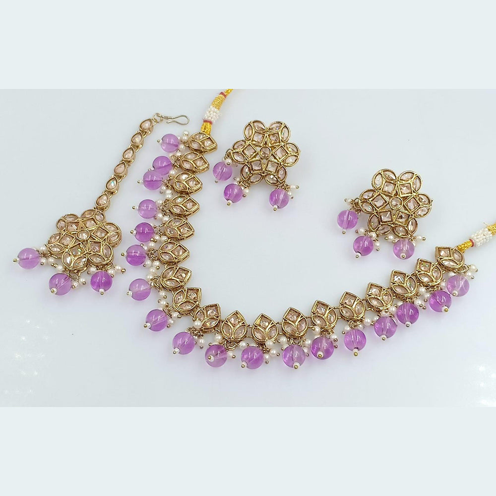 Rani Sati Jewels Gold Plated Crystal Stone Necklace Set