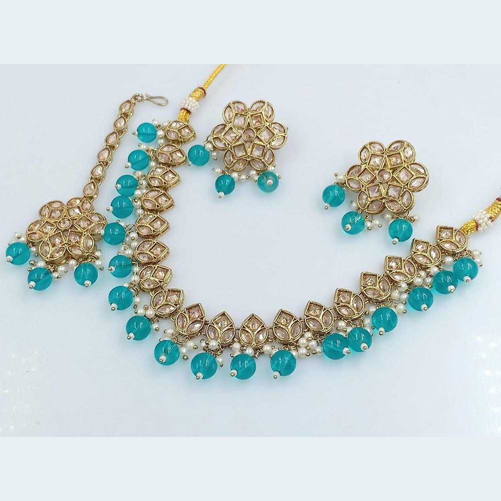 Rani Sati Jewels Gold Plated Crystal Stone Necklace Set