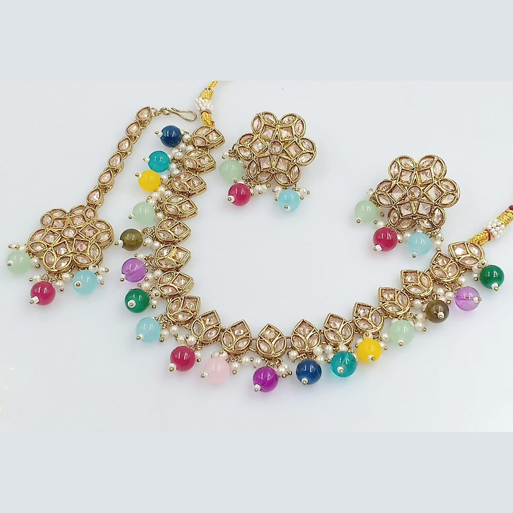 Rani Sati Jewels Gold Plated Crystal Stone Necklace Set