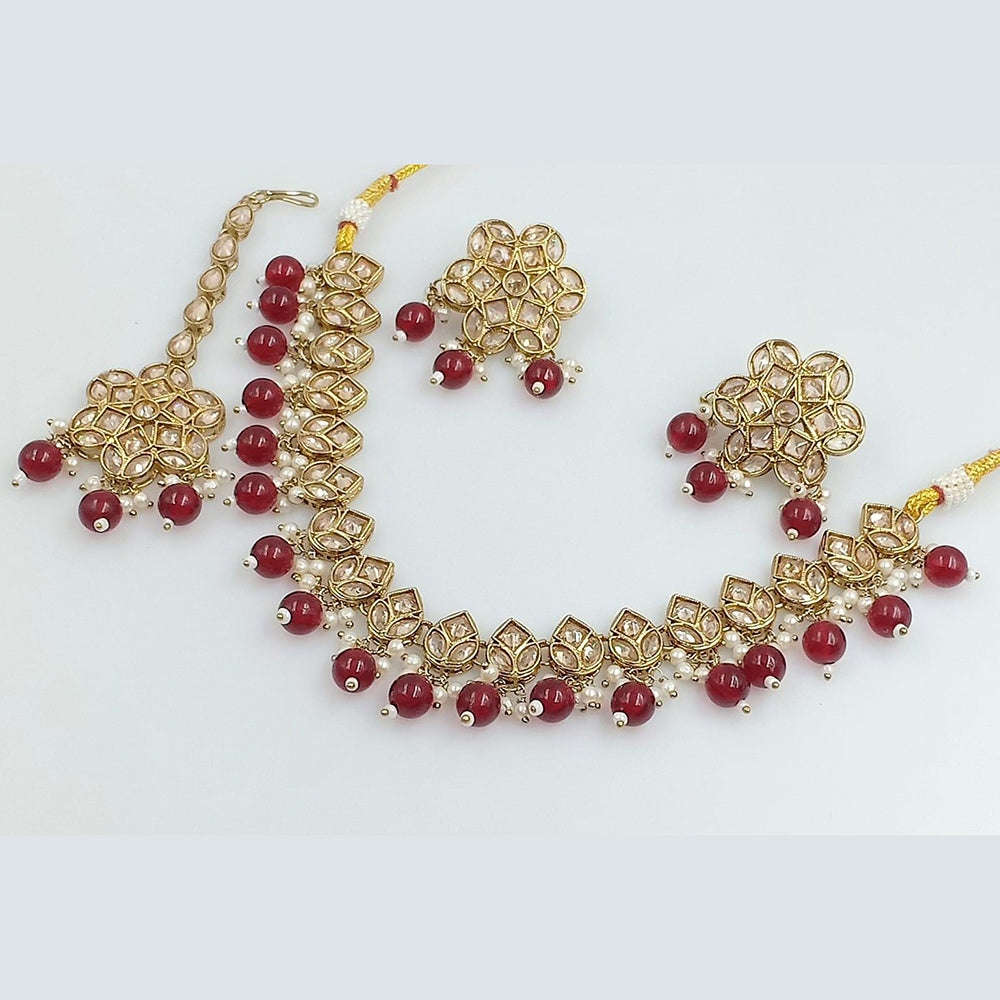 Rani Sati Jewels Gold Plated Crystal Stone Necklace Set