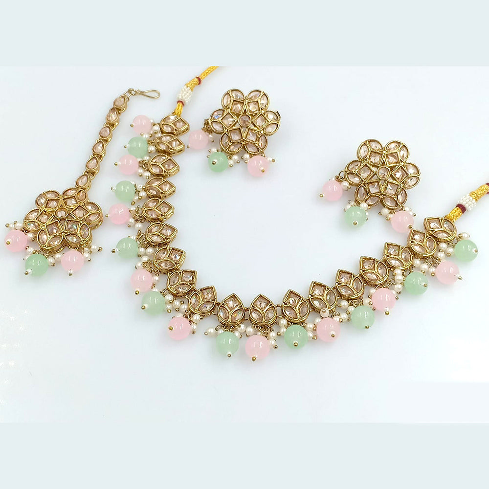 Rani Sati Jewels Gold Plated Crystal Stone Necklace Set