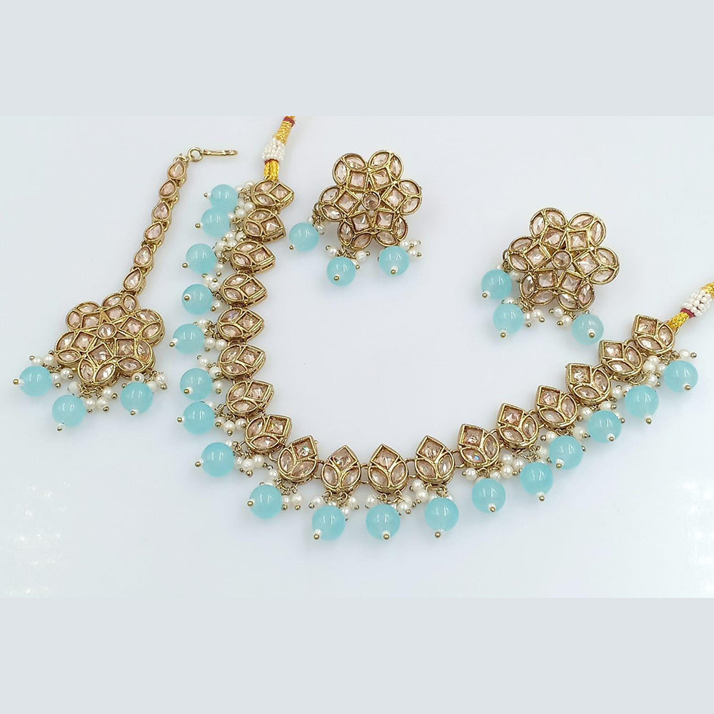 Rani Sati Jewels Gold Plated Crystal Stone Necklace Set