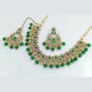 Rani Sati Jewels Gold Plated Crystal And Kundan Stone Necklace Set