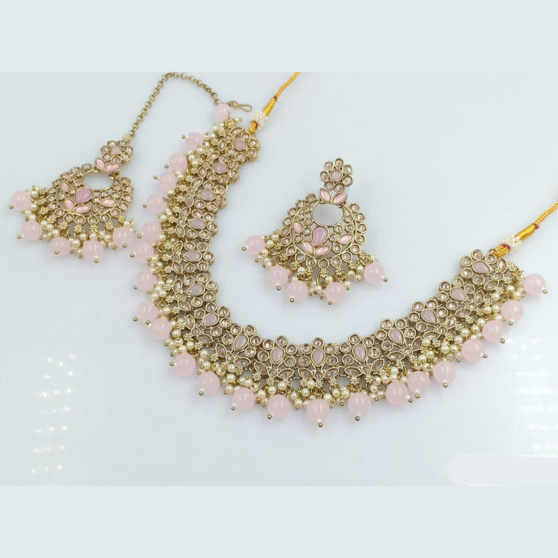Rani Sati Jewels Gold Plated Crystal And Kundan Stone Necklace Set