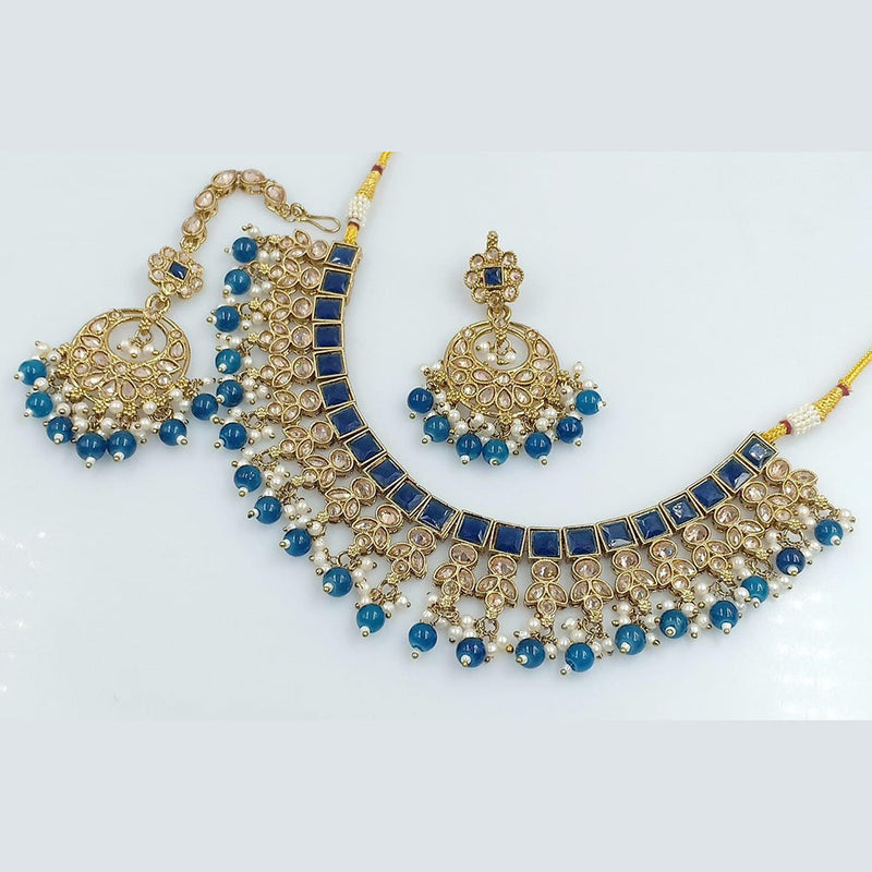 Rani Sati Jewels Gold Plated Crystal Stone Necklace Set