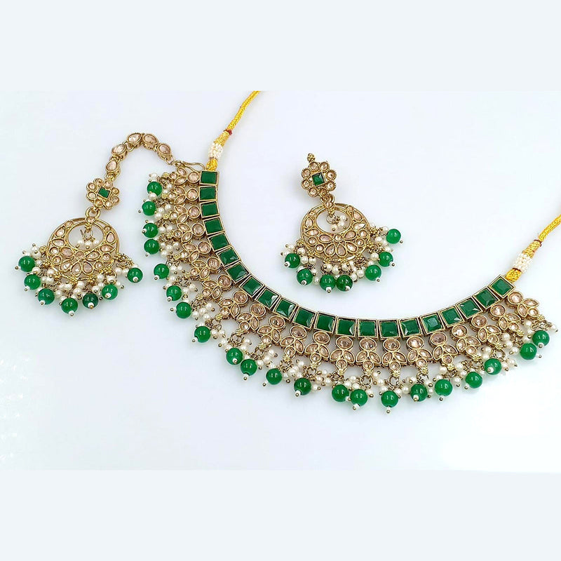 Rani Sati Jewels Gold Plated Crystal Stone Necklace Set