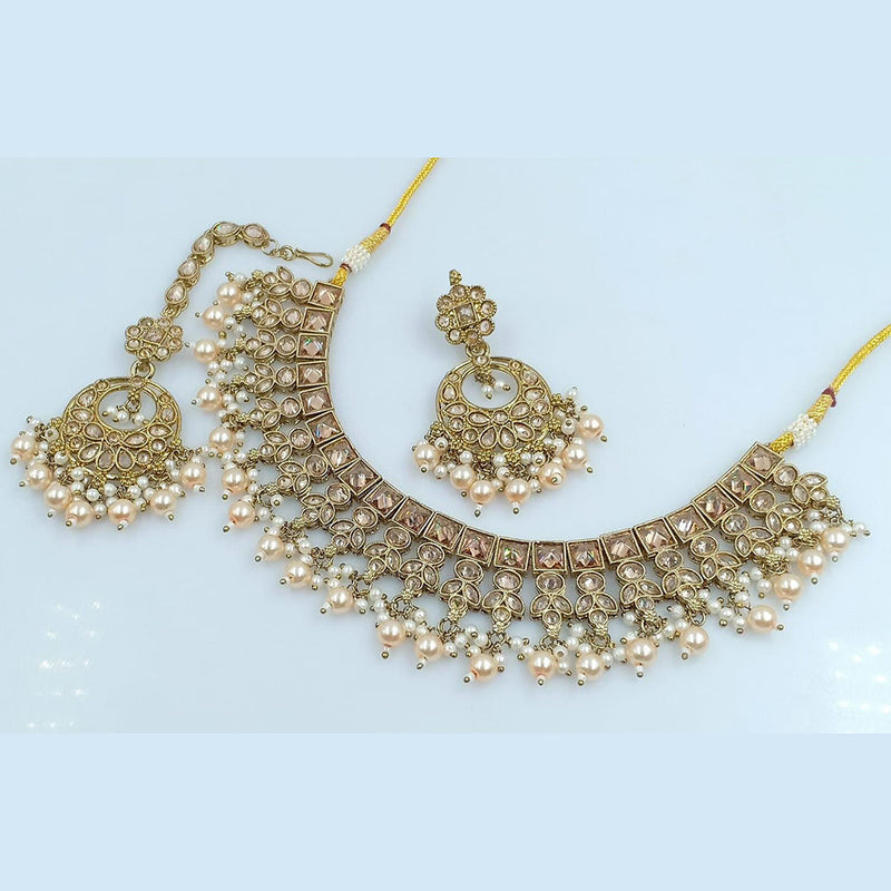 Rani Sati Jewels Gold Plated Crystal Stone Necklace Set