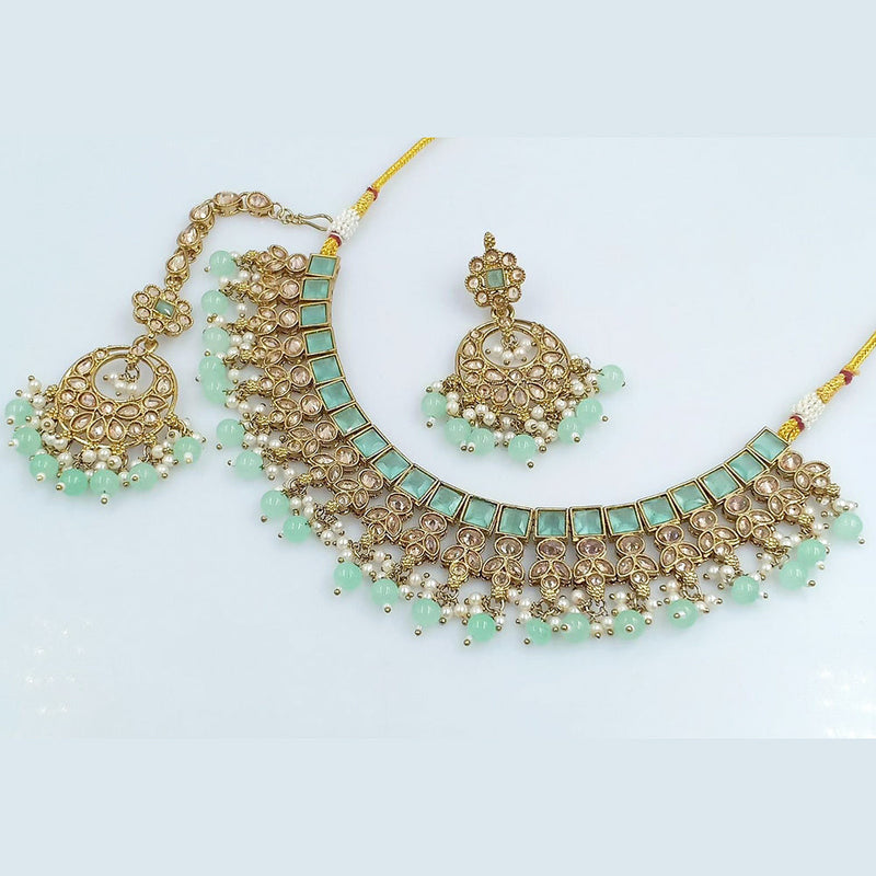 Rani Sati Jewels Gold Plated Crystal Stone Necklace Set