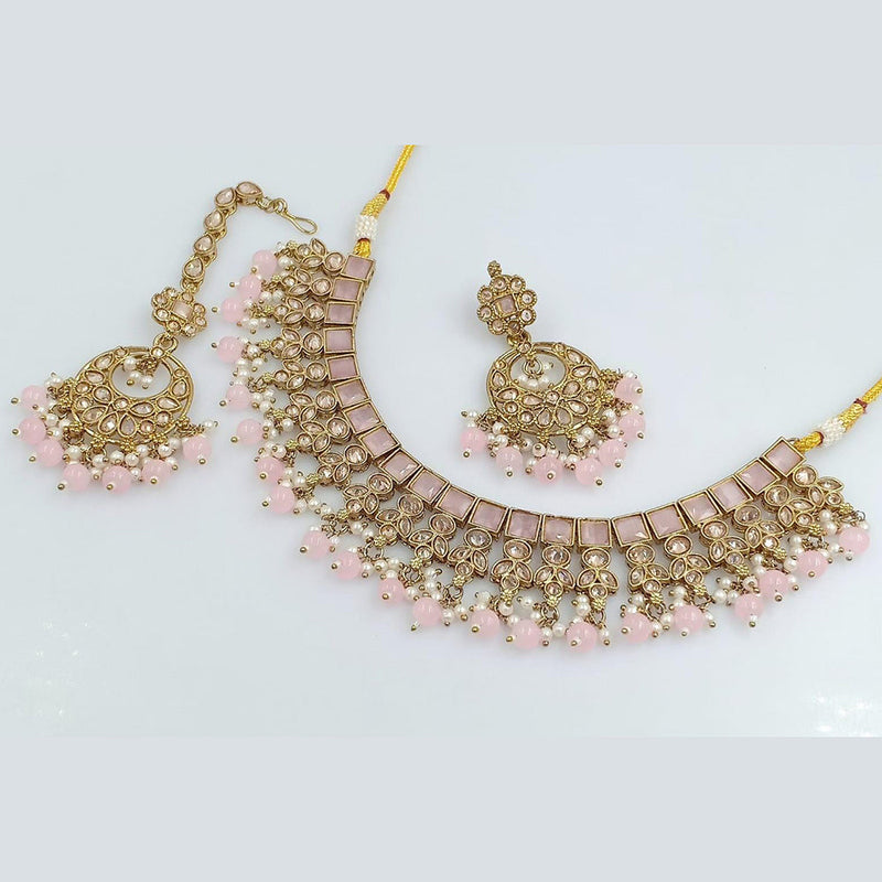 Rani Sati Jewels Gold Plated Crystal Stone Necklace Set