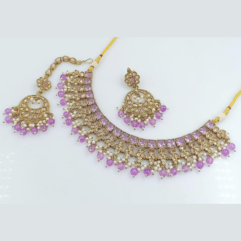 Rani Sati Jewels Gold Plated Crystal Stone Necklace Set