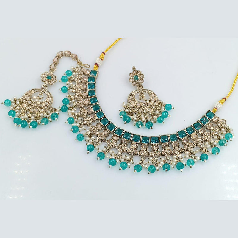 Rani Sati Jewels Gold Plated Crystal Stone Necklace Set