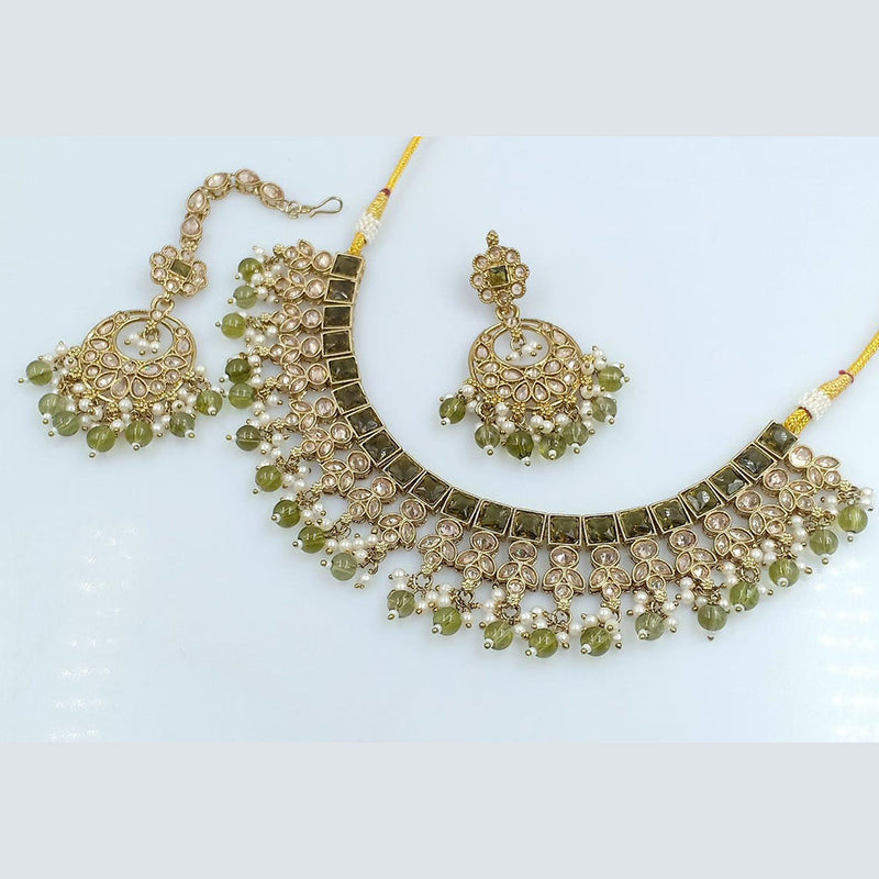 Rani Sati Jewels Gold Plated Crystal Stone Necklace Set