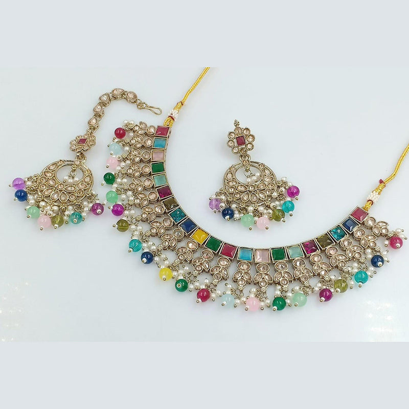 Rani Sati Jewels Gold Plated Crystal Stone Necklace Set