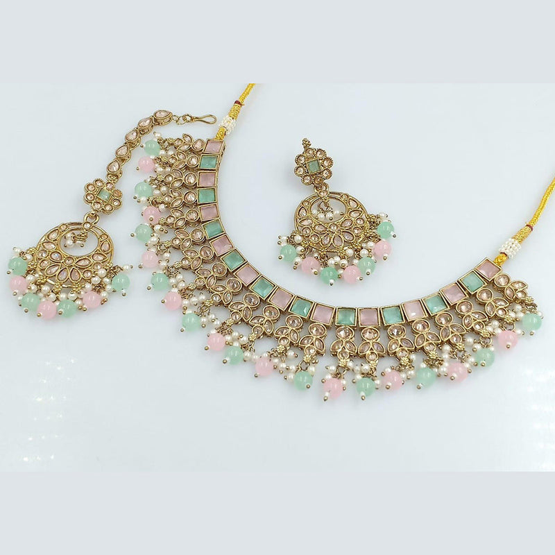 Rani Sati Jewels Gold Plated Crystal Stone Necklace Set