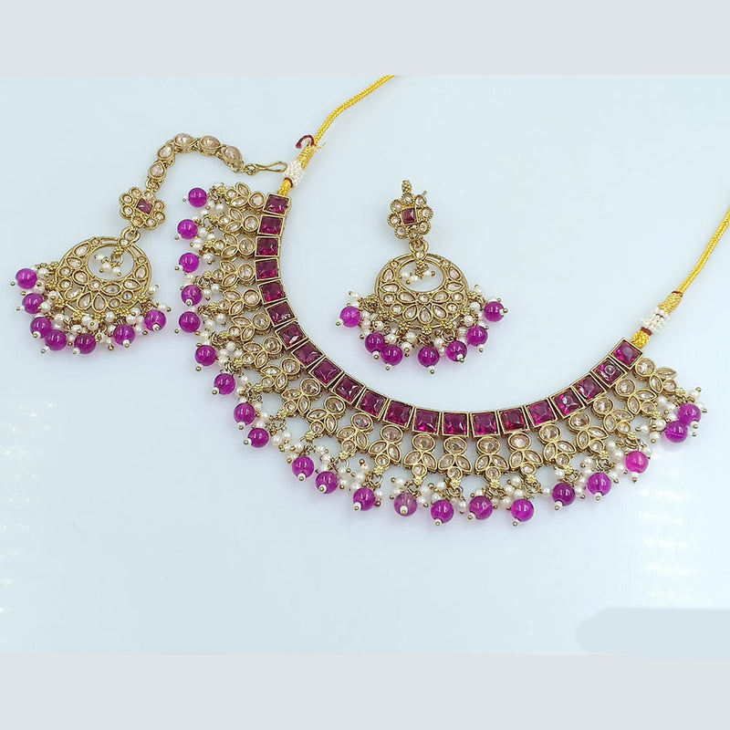 Rani Sati Jewels Gold Plated Crystal Stone Necklace Set