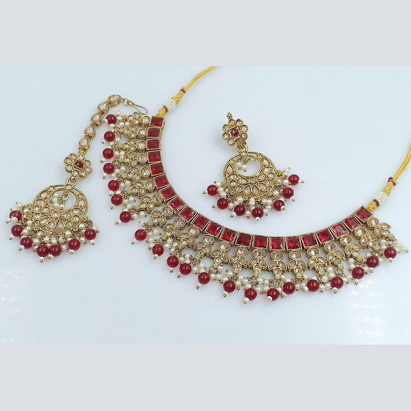 Rani Sati Jewels Gold Plated Crystal Stone Necklace Set