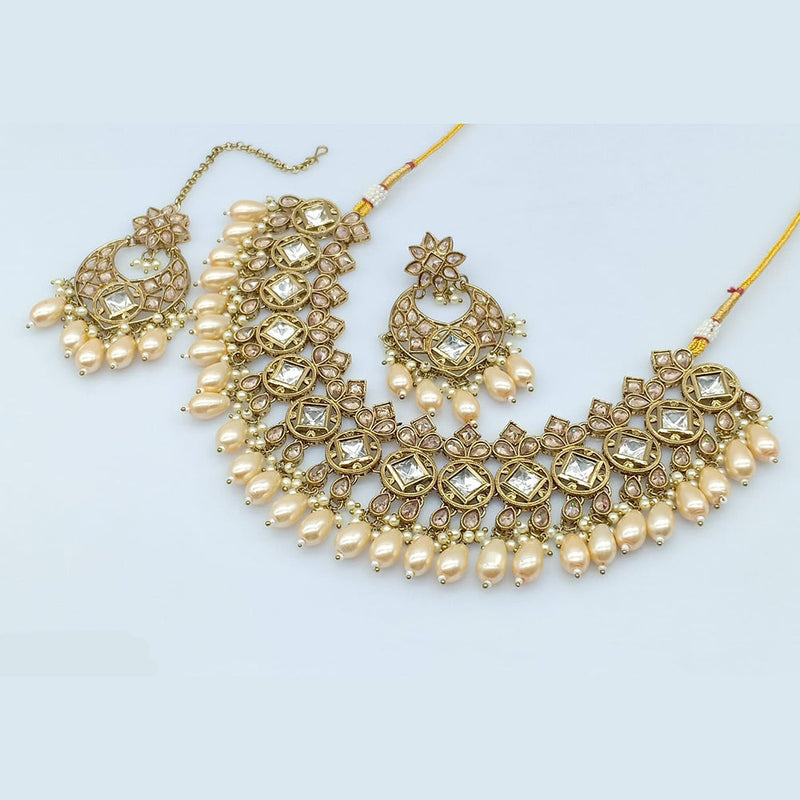 Rani Sati Jewels Gold Plated Crystal Stone Necklace Set