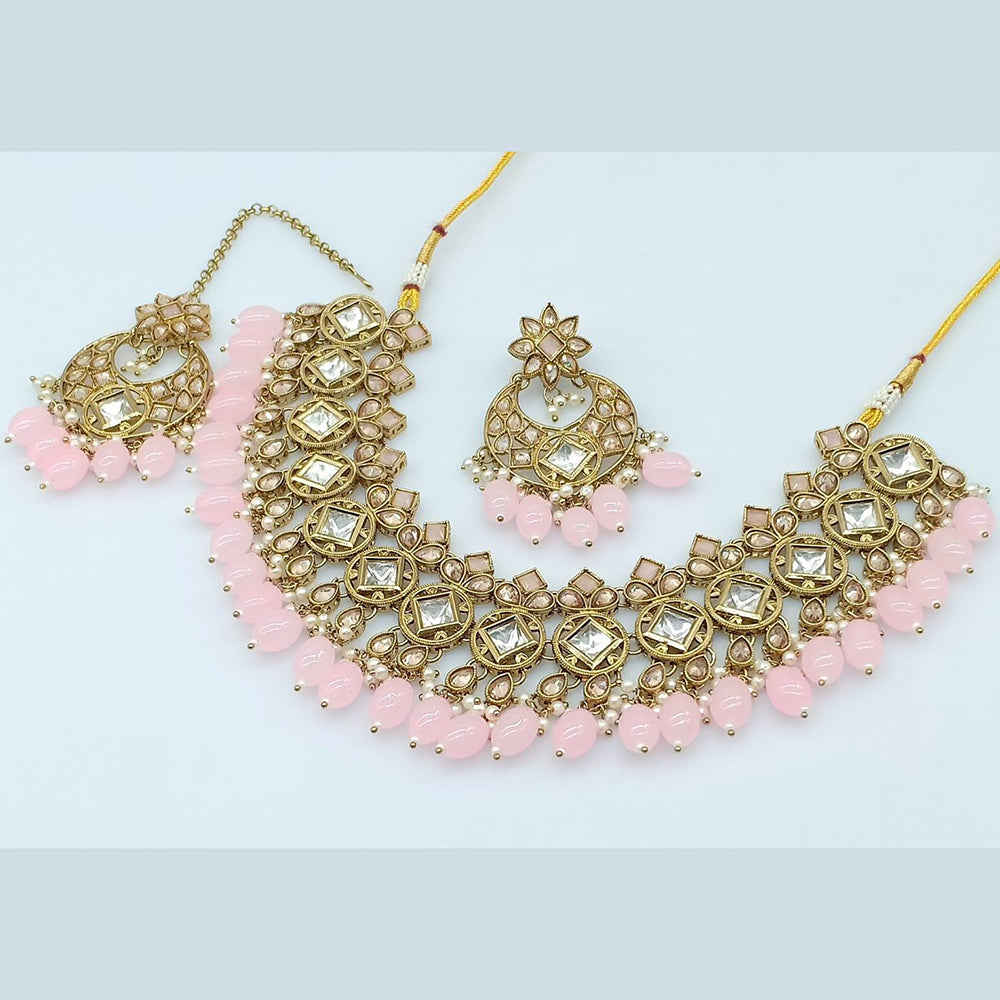 Rani Sati Jewels Gold Plated Crystal Stone Necklace Set
