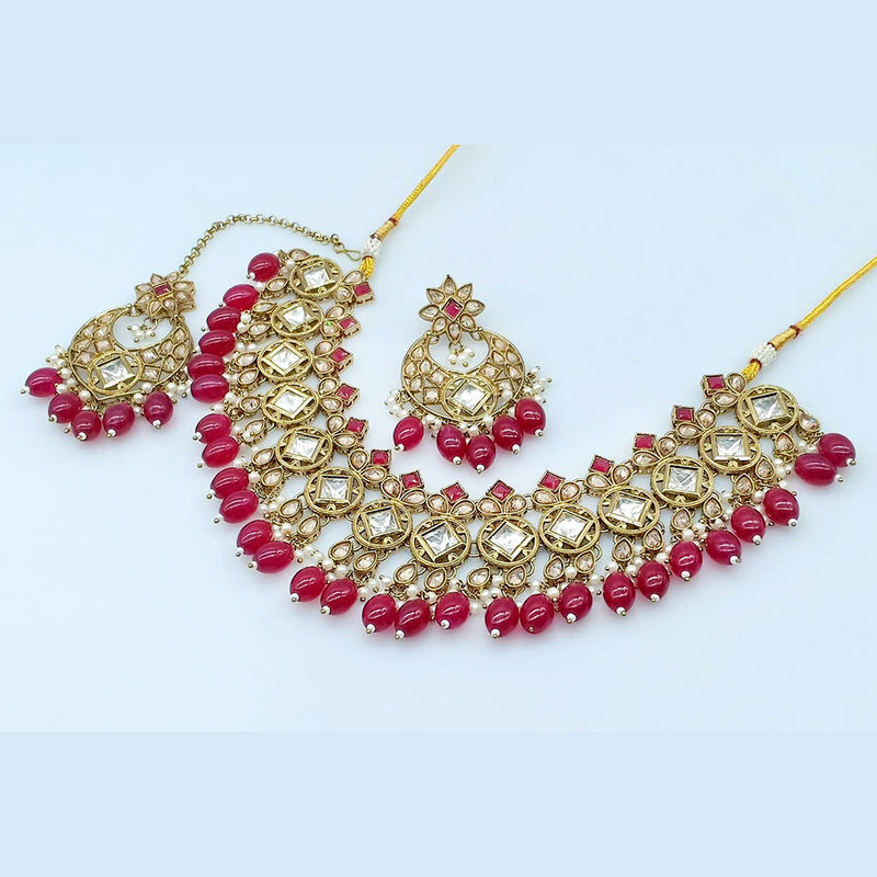 Rani Sati Jewels Gold Plated Crystal Stone Necklace Set