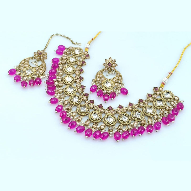 Rani Sati Jewels Gold Plated Crystal Stone Necklace Set