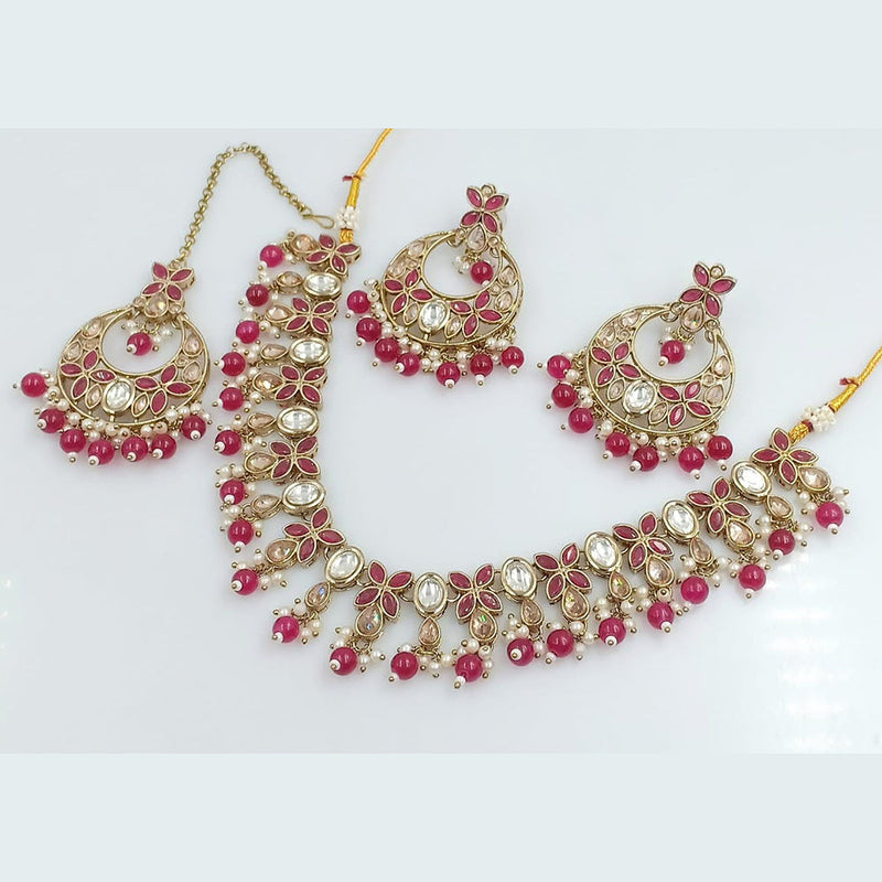 Rani Sati Jewels Gold Plated Crystal Stone Necklace Set