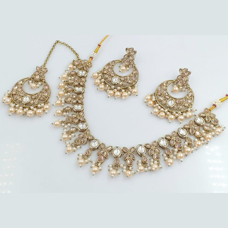 Rani Sati Jewels Gold Plated Crystal Stone Necklace Set