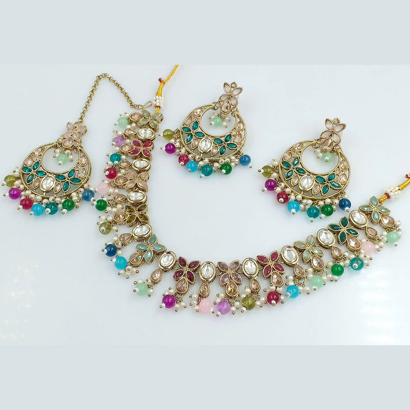 Rani Sati Jewels Gold Plated Crystal Stone Necklace Set