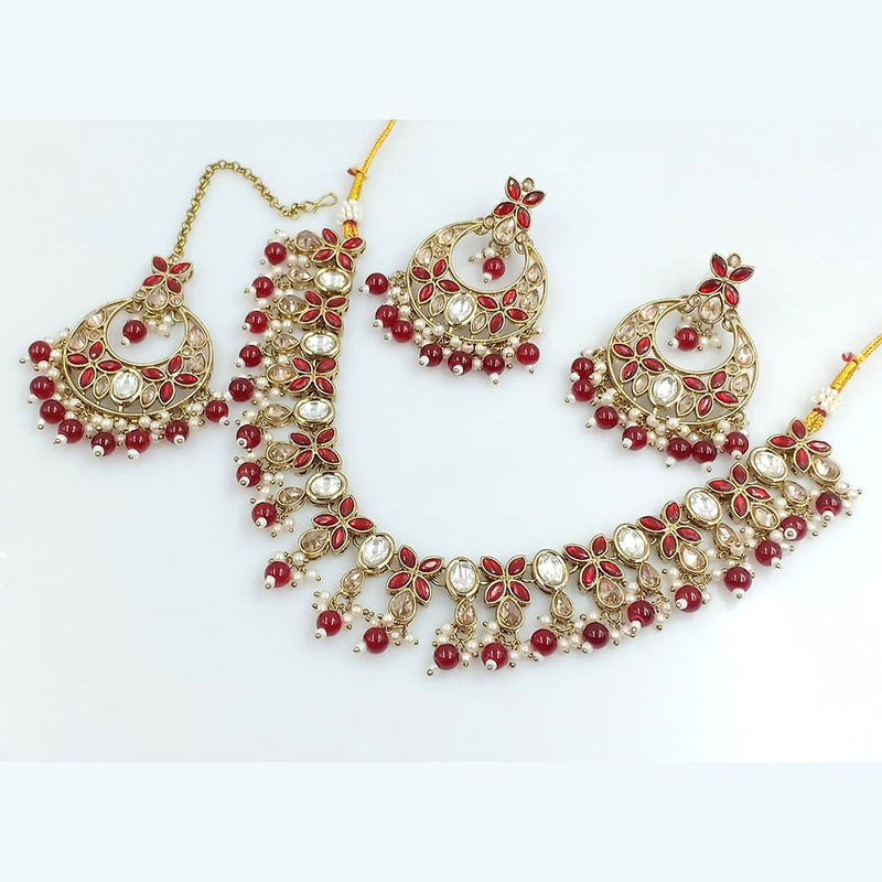 Rani Sati Jewels Gold Plated Crystal Stone Necklace Set