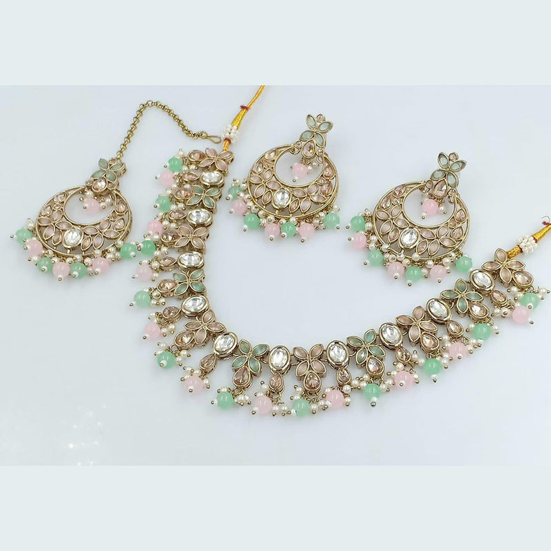 Rani Sati Jewels Gold Plated Crystal Stone Necklace Set