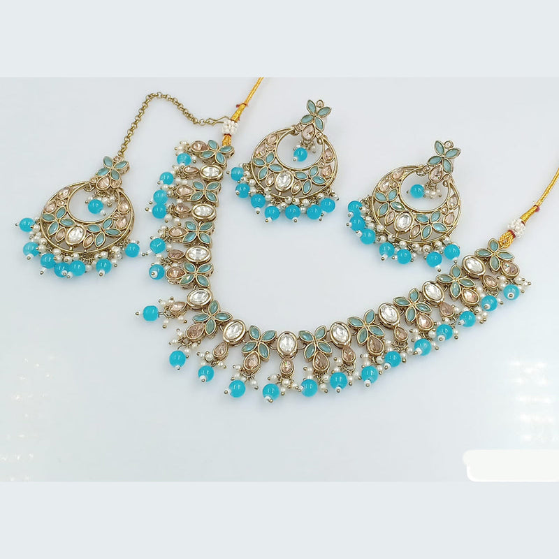 Rani Sati Jewels Gold Plated Crystal Stone Necklace Set