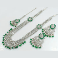Rani Sati Jewels Silver Plated Reverse AD Long Necklace Set