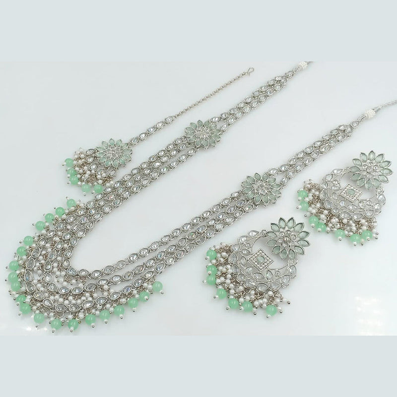 Rani Sati Jewels Silver Plated Reverse AD Long Necklace Set