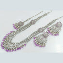 Rani Sati Jewels Silver Plated Reverse AD Long Necklace Set