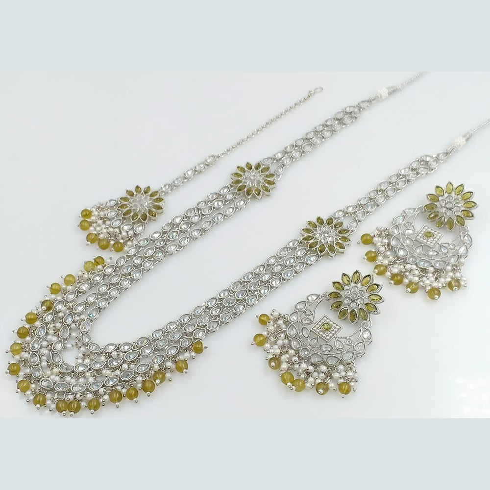 Rani Sati Jewels Silver Plated Reverse AD Long Necklace Set