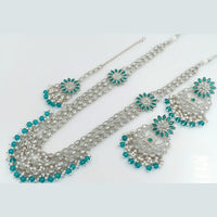 Rani Sati Jewels Silver Plated Reverse AD Long Necklace Set