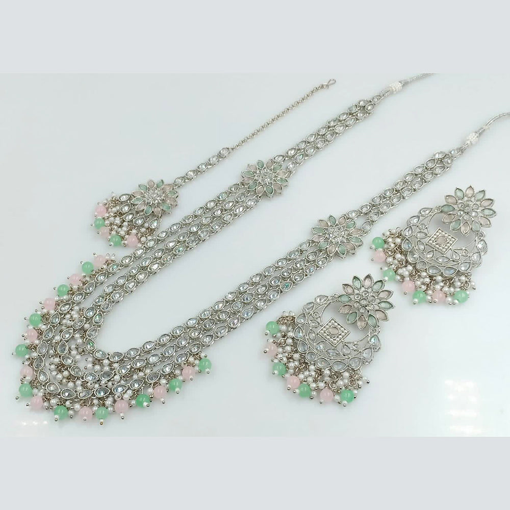 Rani Sati Jewels Silver Plated Reverse AD Long Necklace Set