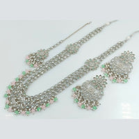 Rani Sati Jewels Silver Plated Reverse AD Long Necklace Set