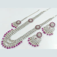 Rani Sati Jewels Silver Plated Reverse AD Long Necklace Set
