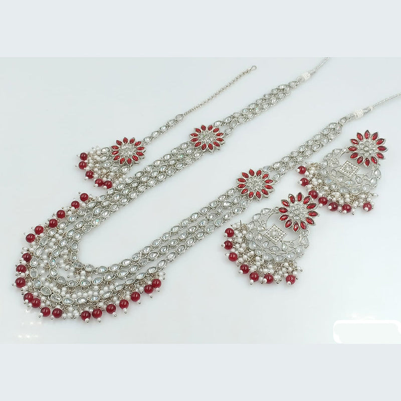 Rani Sati Jewels Silver Plated Reverse AD Long Necklace Set