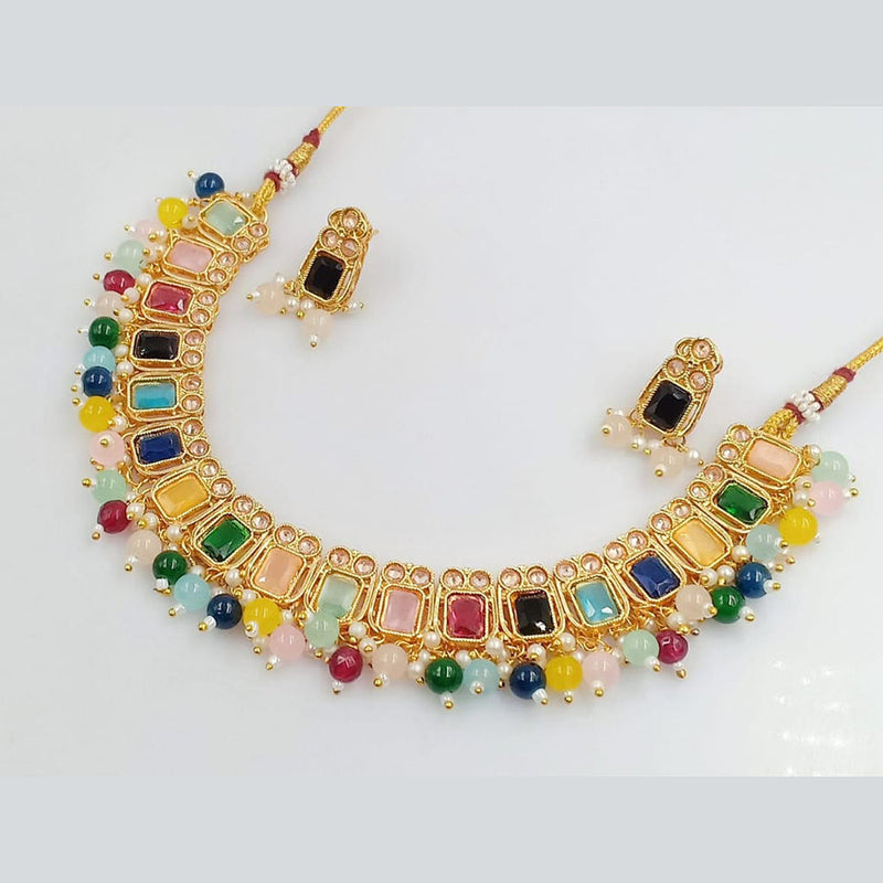 Rani Sati Jewels Gold Plated Crystal Stone Necklace Set