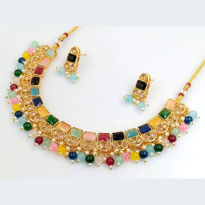 Rani Sati Jewels Gold Plated Crystal Stone Necklace Set