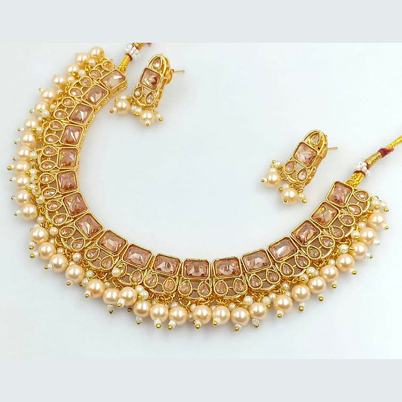 Rani Sati Jewels Gold Plated Crystal Stone Necklace Set