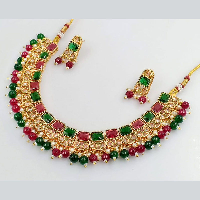 Rani Sati Jewels Gold Plated Crystal Stone Necklace Set